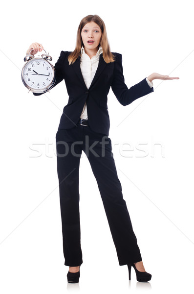 Businesswoman with clock isolated on white Stock photo © Elnur