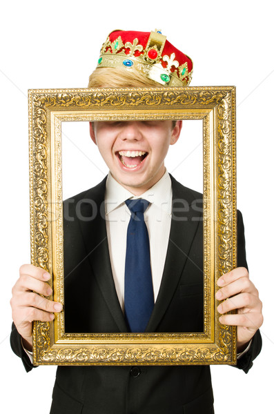 Man with picture frame isolated on the white Stock photo © Elnur