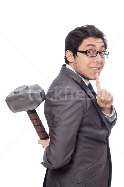 Business man holding hammer isolated on white Stock photo © Elnur