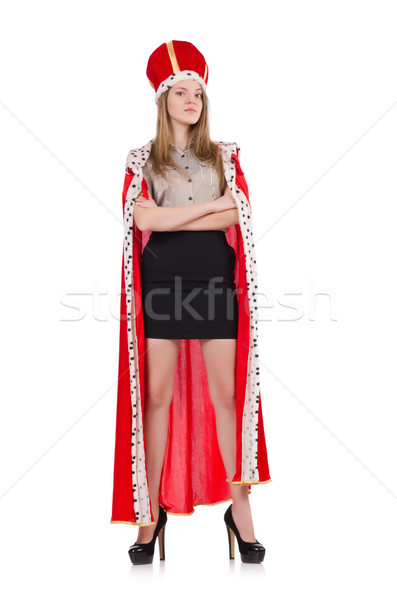 Foto stock: Mulher · rainha · isolado · branco · trabalhar · empresário