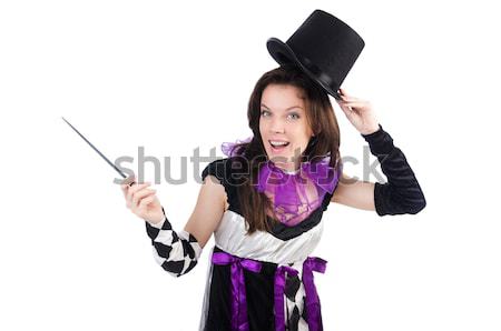 Stock photo: Woman gangster with gun in vintage concept