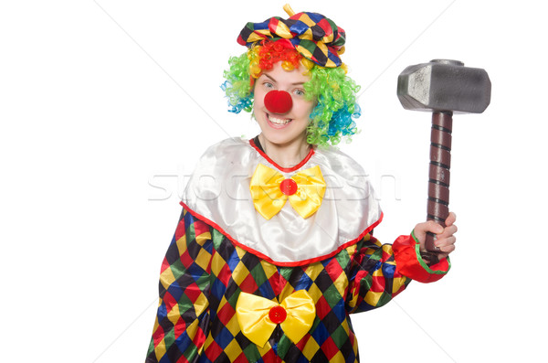 Clown with hammer isolated on white Stock photo © Elnur