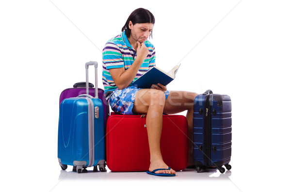 Tourist with bags isolated on white Stock photo © Elnur