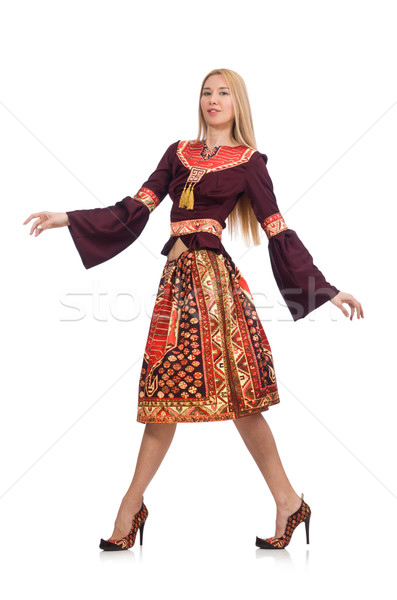 Woman in dress with oriental prints isolated on white Stock photo © Elnur