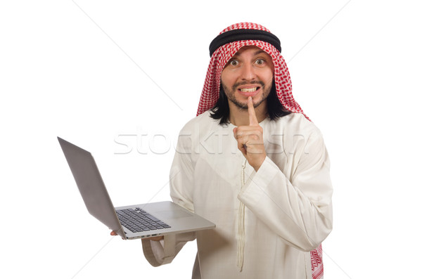 Emiraty człowiek laptop odizolowany biały działalności Zdjęcia stock © Elnur