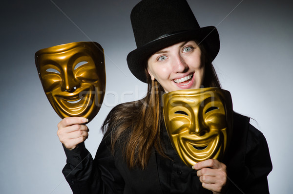 Kadın maske komik yüz işçi yüzler Stok fotoğraf © Elnur