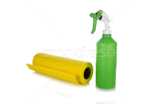 Cleaning cloth sponges and sprayer isolated on white Stock photo © Elnur
