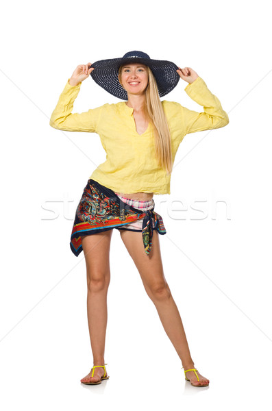 Tall caucasian model wearing hat isolated on white Stock photo © Elnur