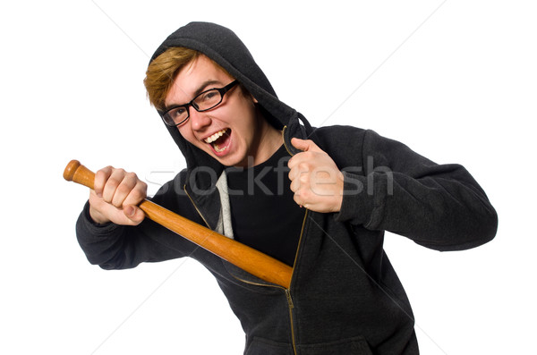 Aggressive man with baseball bat isolated on white Stock photo © Elnur