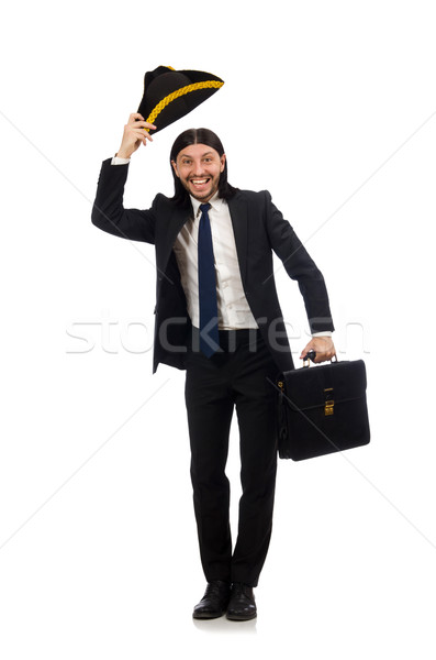 Businessman with tricorn and briefcase isolated on white Stock photo © Elnur