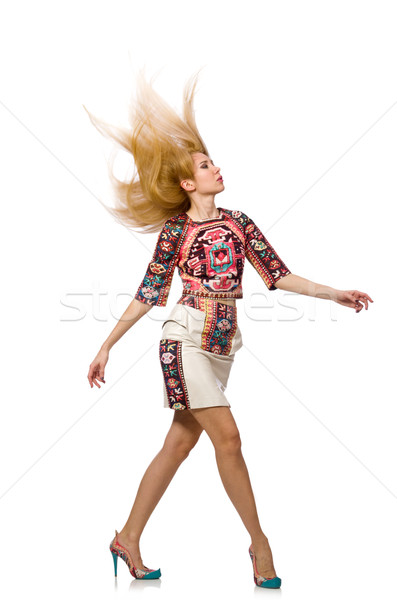 Pretty model in clothes with carpet prints isolated on white Stock photo © Elnur