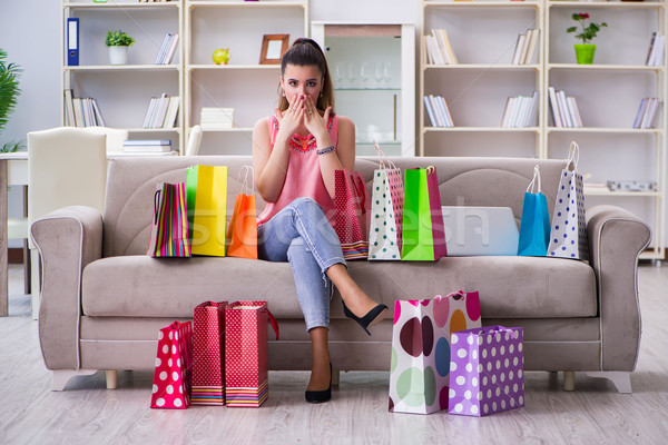Young woman after shopping with bags Stock photo © Elnur