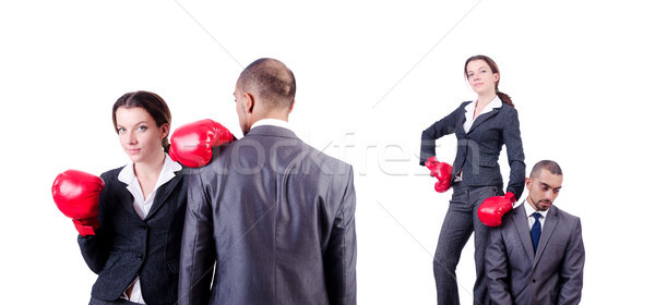 Stock photo: Office pair fighting isolated on white