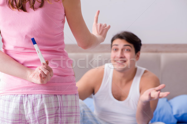 Happy couple finding out about pregnancy test results Stock photo © Elnur
