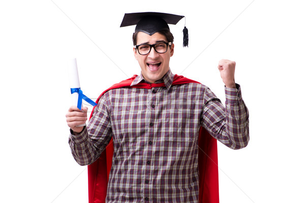 Super hero student graduating wearing mortar board cap isolated  Stock photo © Elnur