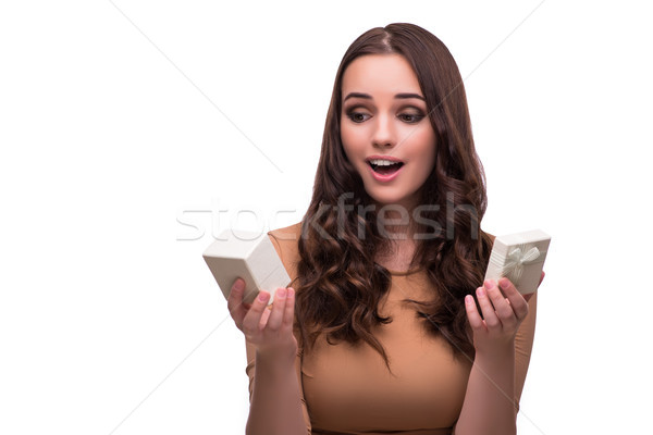 Woman receiving marriage proposal isolated on white Stock photo © Elnur