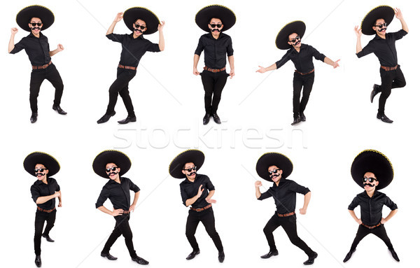 Vicces férfi visel mexikói szombréró kalap Stock fotó © Elnur