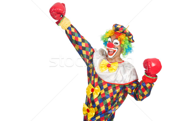 Clown with boxing gloves isolated on white Stock photo © Elnur