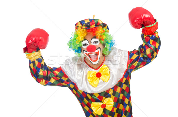 Clown gants de boxe isolé blanche anniversaire boîte Photo stock © Elnur