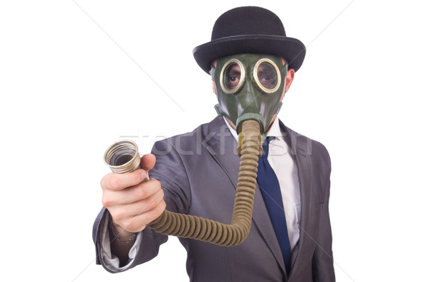 Empresário máscara de gás isolado branco cara Foto stock © Elnur