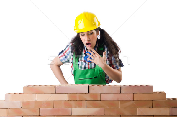 Frau Builder isoliert weiß Business Bau Stock foto © Elnur