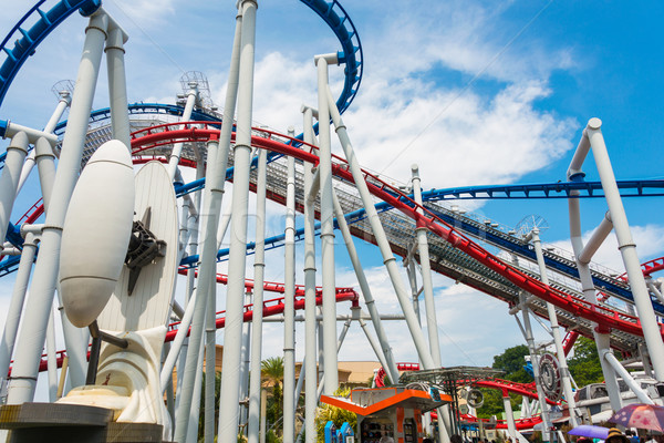 Railway of roller coaster in amusement park Stock photo © Elnur