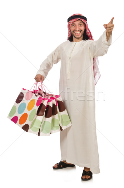 Arab man with shopping bags on white Stock photo © Elnur