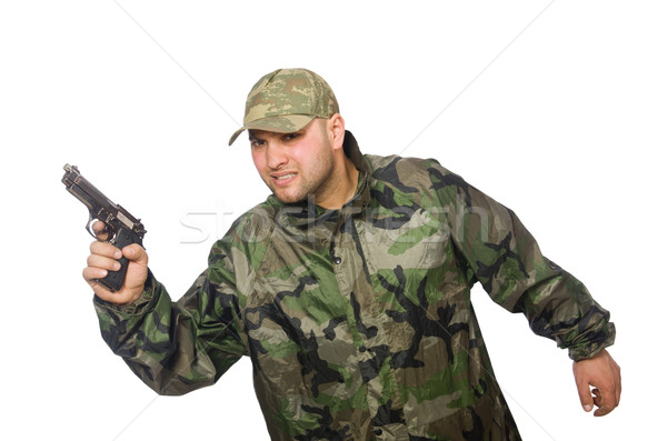 Solider holding gun isolated on white Stock photo © Elnur