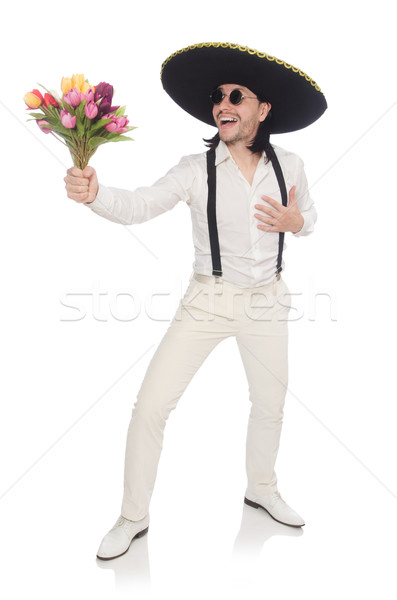 Stok fotoğraf: Komik · Meksika · geniş · kenarlı · şapka · şapka · çiçekler · düğün