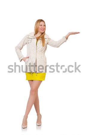 Grijs satijn jurk geïsoleerd witte vrouw Stockfoto © Elnur