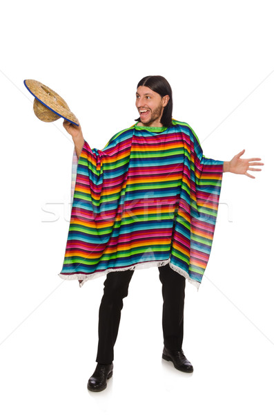 Handsome man in vivid poncho isolated on white Stock photo © Elnur