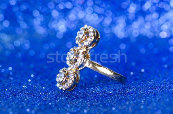 Schmuck Ring blau Hintergrund Kette Diamant Stock foto © Elnur