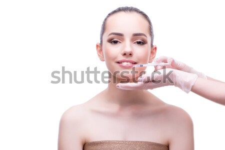 Fiatal nő mutat el ékszerek izolált fehér Stock fotó © Elnur