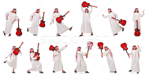 アラブ 男 演奏 ギター 孤立した 白 ストックフォト © Elnur