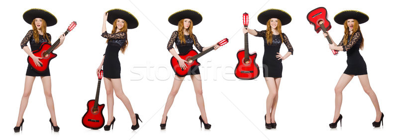 Woman in sombrero hat with guitar Stock photo © Elnur