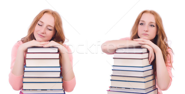 Woman student with stacks of books Stock photo © Elnur