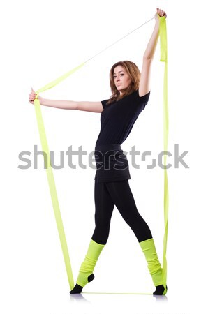 Stock photo: Young gymnast exercising on white