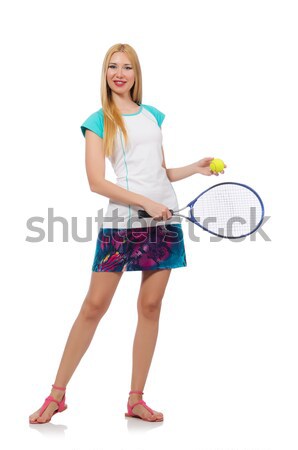 Woman exercising with swiss ball on white Stock photo © Elnur