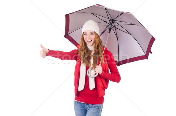Młoda kobieta parasol biały kobieta moda słońce Zdjęcia stock © Elnur