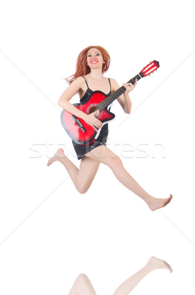 Női gitár előadó izolált fehér zene Stock fotó © Elnur