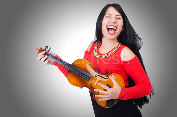 Młoda dziewczyna skrzypce biały drewna koncertu dźwięku Zdjęcia stock © Elnur