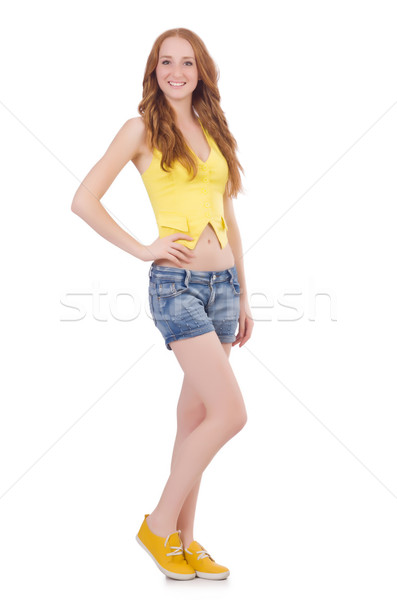 Mode Modell weiß Shirt Kleid Stock foto © Elnur