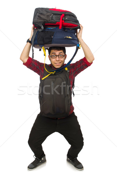 Young man with bags isolated on white Stock photo © Elnur