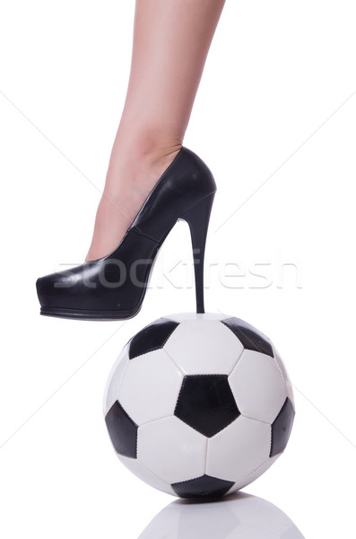 Woman leg with football isolated on white Stock photo © Elnur