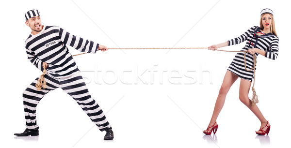 Convicted man and seaman girl isolated on white Stock photo © Elnur