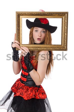 Foto stock: Mulher · pirata · forte · faca · mão · moda