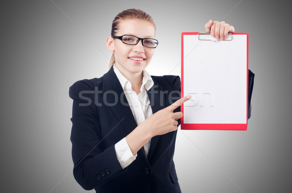 Woman with pad isolated on white Stock photo © Elnur