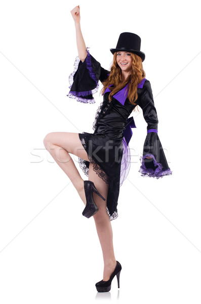 Pretty girl in purple carnival clothing and hat isolated on whit Stock photo © Elnur