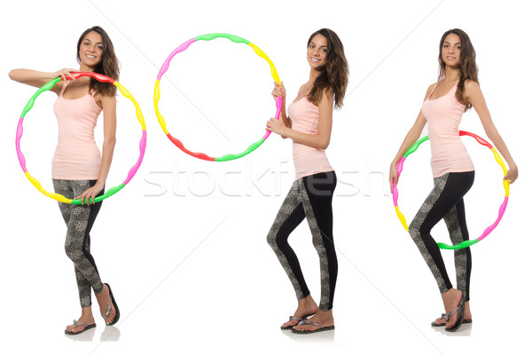 Set of photos with woman and hula hoop Stock photo © Elnur