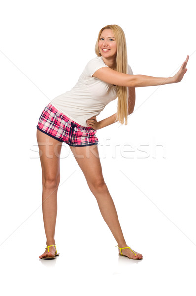 Young woman doing physical exercises isolated on white Stock photo © Elnur